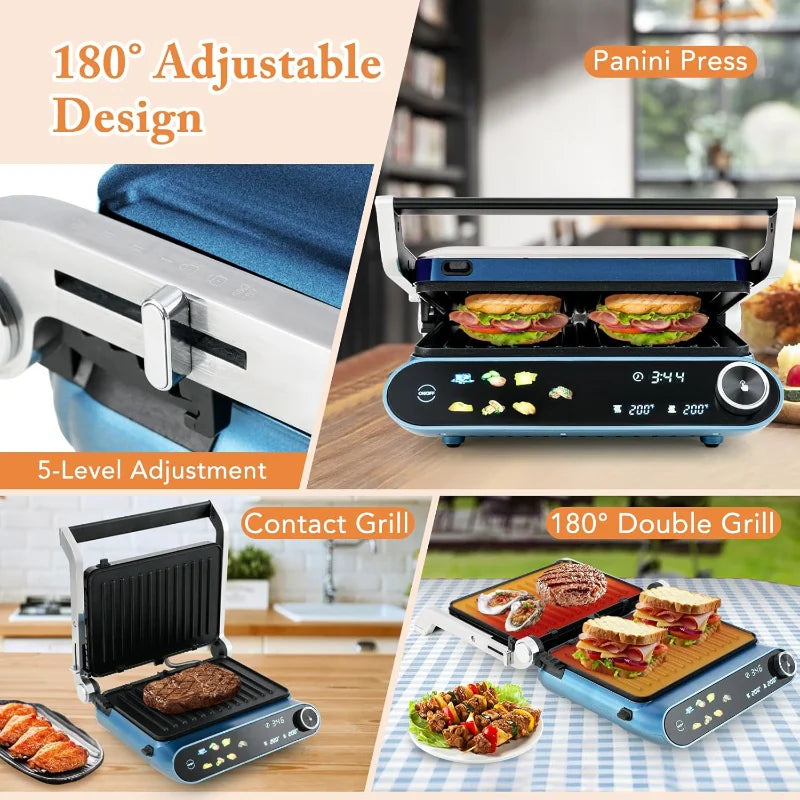 12,00W PANINI PRESS SANDWICH MAKER W/LED TOUCH PANEL