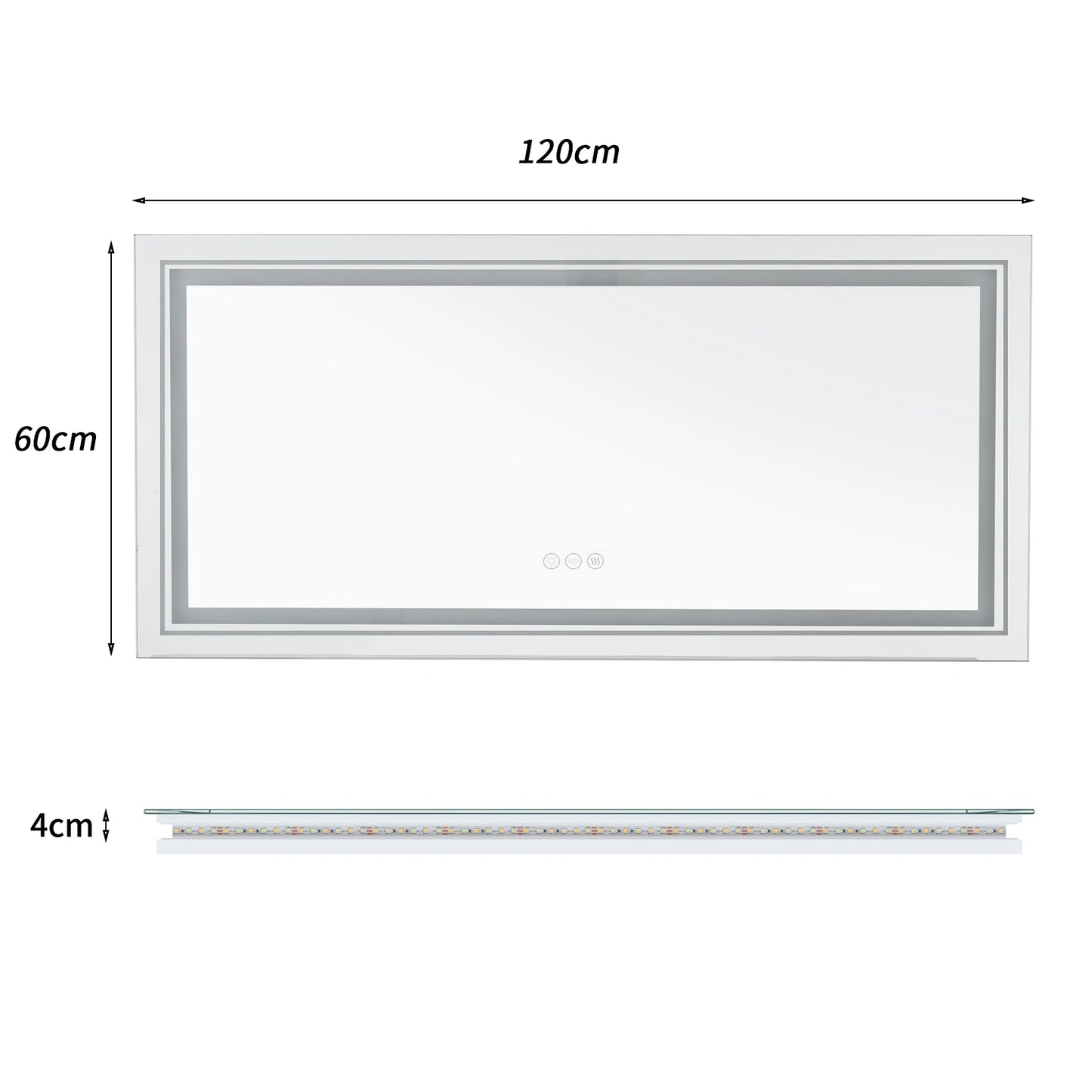 JUMBO-LARGE ILLUMINATED FRONT & BACKLIT LIGHTS VANITY MIRROR