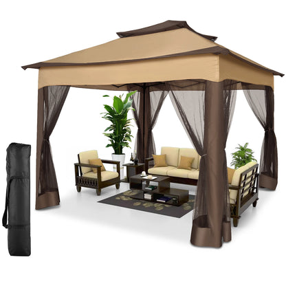 11-Ft x 11-Ft - Pop-Up Gazebo One-Push Canopy Tent w/Mosquito Nettings 
10-Ft x 10-Ft Outdoor Canopy Shelter with Double Roof Ventilation