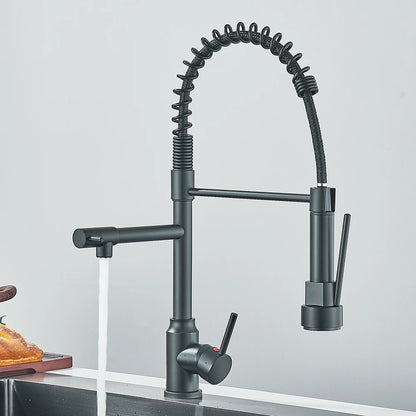 PULL-DOWN CRANE STYLE SPRING KITCHEN SINK FAUCET