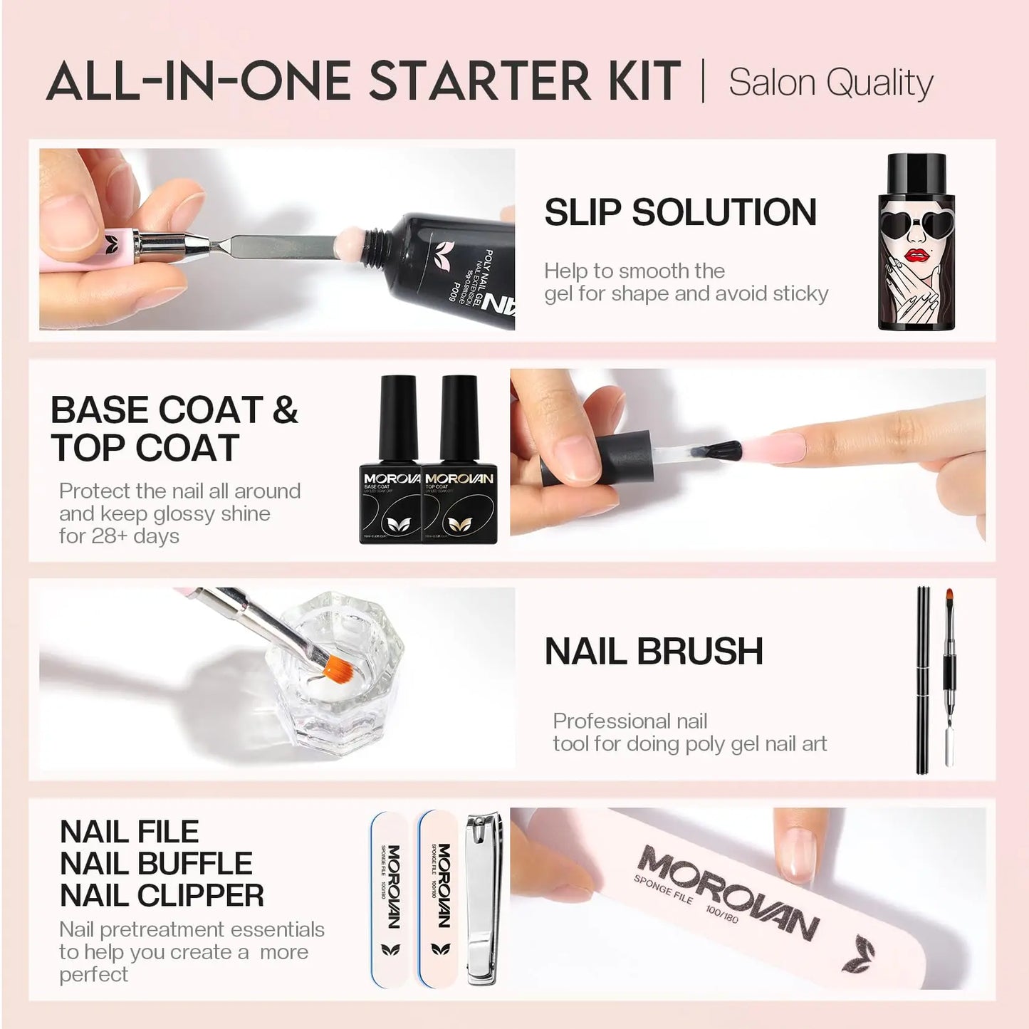 POLY GEL NAIL ENHANCEMENT STARTER KIT W/ UV light