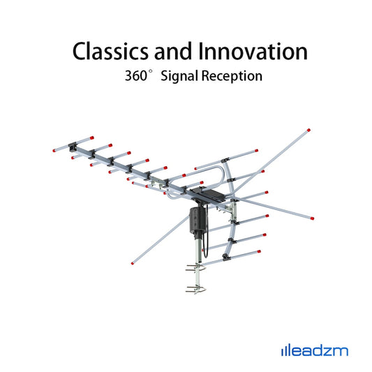 360° Rotation - OUTDOOR BLACK ANTENNA UV 45-230 MHz // 470-860MHz 15-22dB