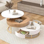 16.7in x 31.5in - MODERN ROUND ACCENT COFFEE TABLE W/2-LARGE DRAWERS