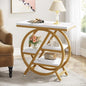 3-Tier - NARROW GEOMETRIC METAL FRAME SIDE TABLE W/STORAGE