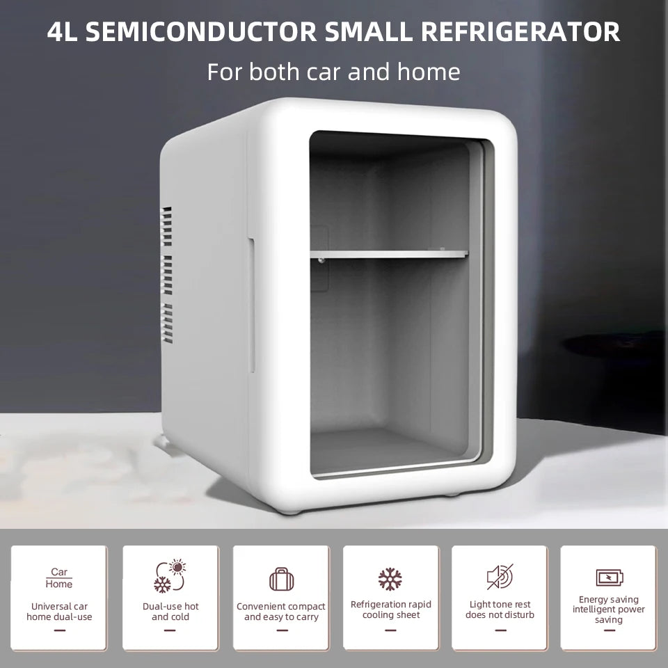 4-Liter CAR/HOME - MINI BEAUTY REFRIGERATOR W/COOLING & HEAT