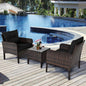 3pcs - OUTDOOR RATTAN/WICKER PATIO FURNITURE W/CUSHIONS