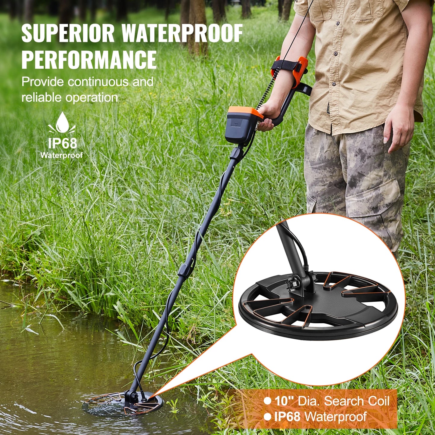 10 Inch - WATERPROOF SEARCH COIL METAL DETECTOR