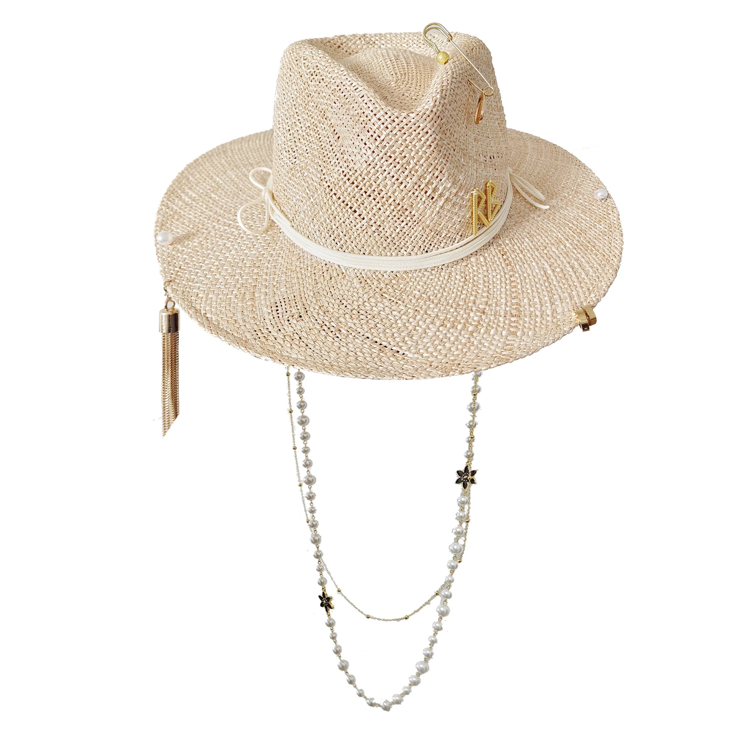 Beach Hat Punk Pearl Chain Crown Sun Hat