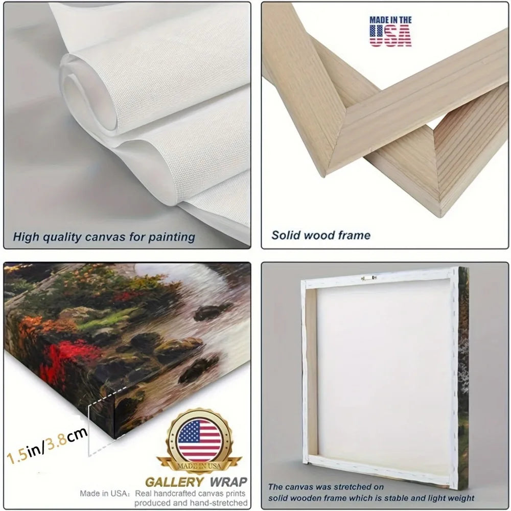 1.5in - FABRIC WALL ART W/THICK PINE WOOD FRAME