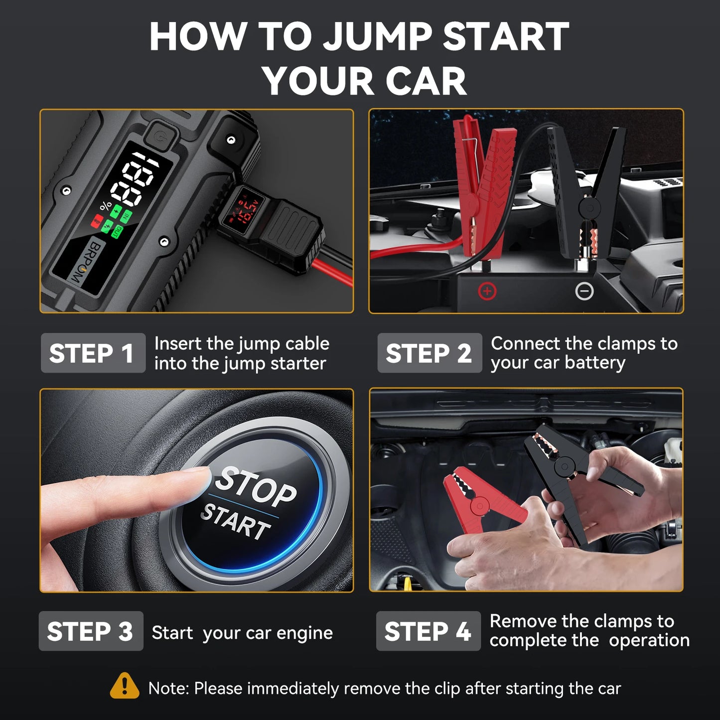 12V, 20,000 - 30,000mAh, 5000A - PORTABLE EMERGENCY POWER BANK JUMP STARTER