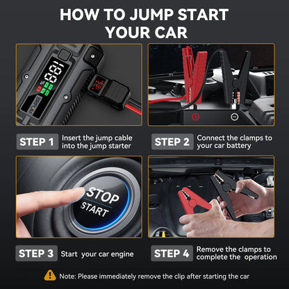 12V, 20,000 - 30,000mAh, 5000A - PORTABLE EMERGENCY POWER BANK JUMP STARTER