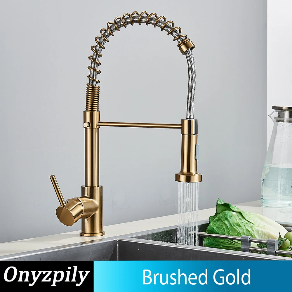 Stainless Steel Spring Brushed Kitchen Sink Faucet