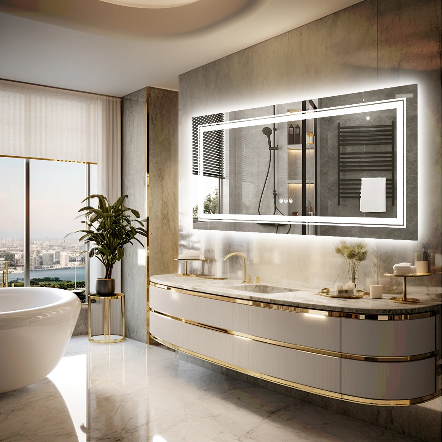 48 inches X 24 inches - LED LIGHTED VANITY MIRROR W/MEMORY, ANTI-FOG