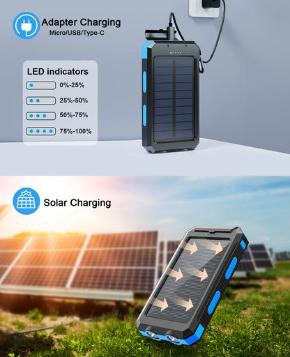 38800mAh LIGHTWEIGHT MOBILE SOLAR POWER BANK W/BUILT-IN CABLE