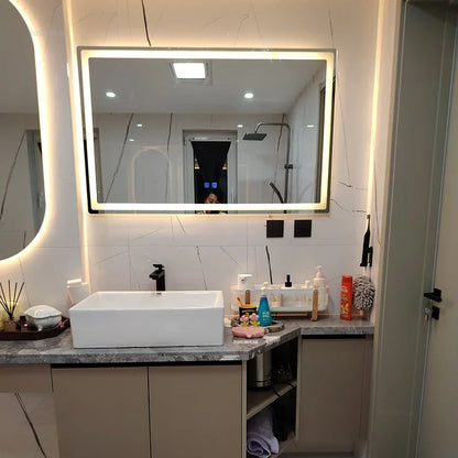 LED LIT - LUXURY WALL-MOUNTED TOUCH SCREEN BATHROOM MIRROR