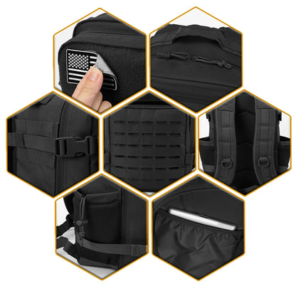 25L - TACTICAL OUTDOOR HIKING BACKPACK W/DUAL BOTTLE HOLDER
