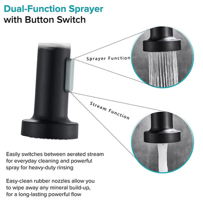 Black Flexible Kitchen Faucet Pull Down Spring Nozzle