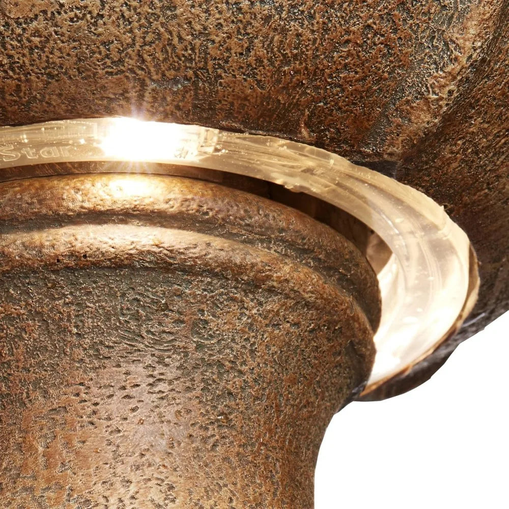 23in x 23in x 43in - 3-TIER RUSTIC RESIN OUTDOOR WATER FOUNTAIN W/LED LIGHT