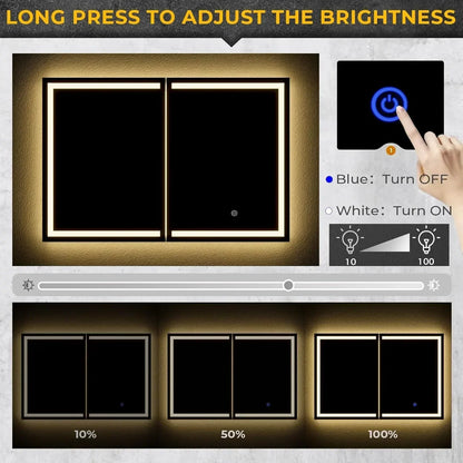 LED LIGHTED WALL MOUNTED MEDICINE CABINET W/MIRROR