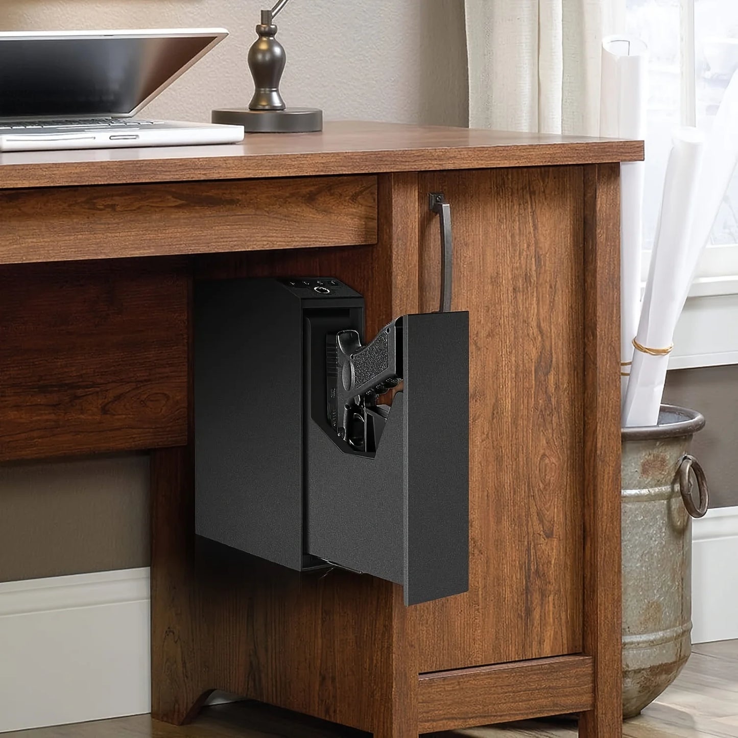 AUTOMATIC FINGERPRINT SLIDER HANDGUN SAFE, NIGHTSTANDS, DESK