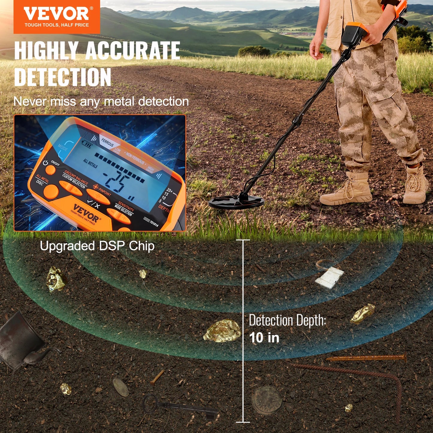 10 Inch - WATERPROOF SEARCH COIL METAL DETECTOR