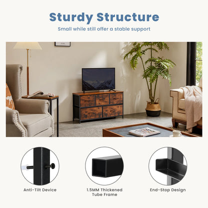 5-FABRIC DRAWERS DISPLAY WARDROBE W/STEEL FRAME STORAGE DRESSER