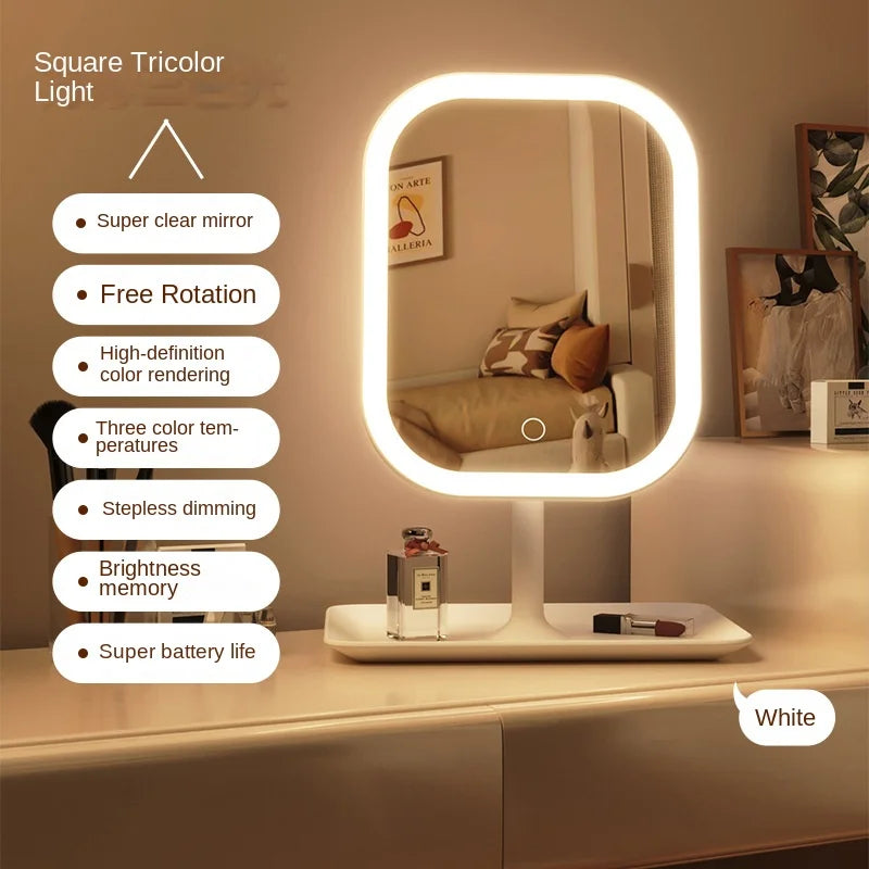 3-COLOR LED LIGHT DESKTOP VANITY MAKEUP MIRROR