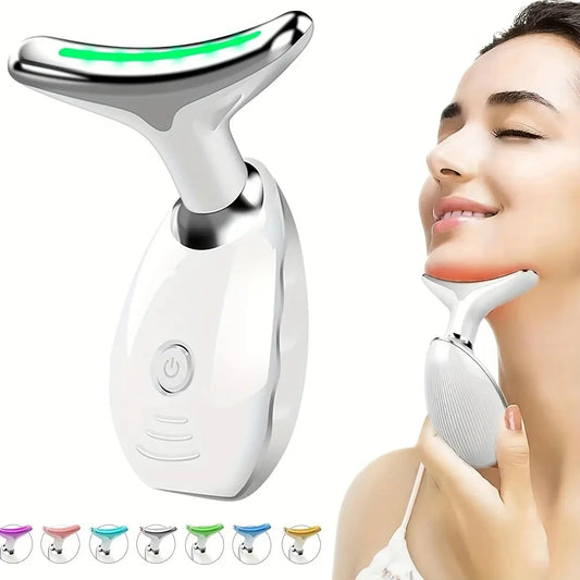 1pcs - 7-LED PORTABLE COLOR VIBRATING NECK, FACE, SKIN MASSAGER