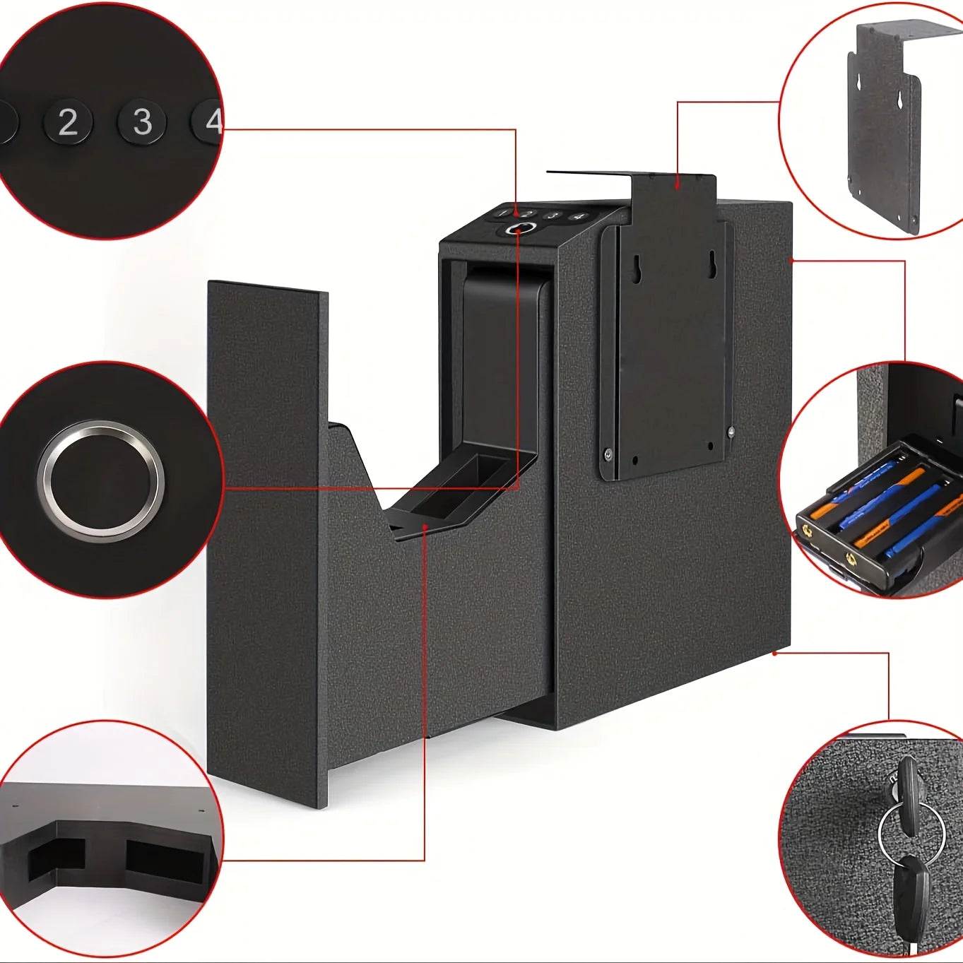 AUTOMATIC FINGERPRINT SLIDER HANDGUN SAFE, NIGHTSTANDS, DESK