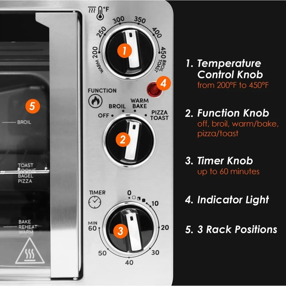 25L - DOUBLE DOOR STAINLESS STEEL CONVECTION TOASTER OVEN