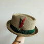 Vintage British Trilby Straw Hat Summer Fedora