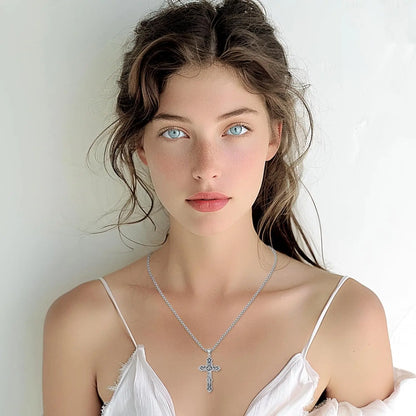 JESUS CROSS NECKLACE 925 STERLING SILVER PROTECTION AMULET