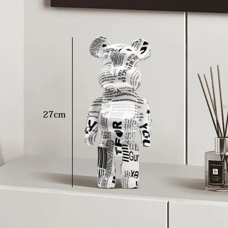 27cm - Graffiti Bear Resin Statue/Ornaments, Bear Decor