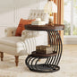 19.68" x 19.68in x 24.8in - ROUND ACCENT END SIDE TABLE 2-TIERS STORAGE