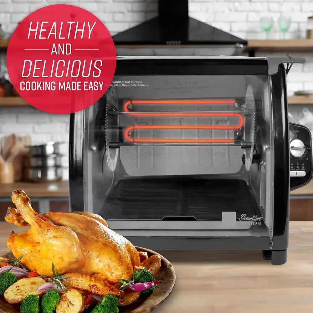 LARGE CAPACITY ROTISSERIE OVEN-COOKING FUNCTIONS W/3 COOKING FUNCTIONS