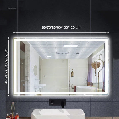 LED LIT - LUXURY WALL-MOUNTED TOUCH SCREEN BATHROOM MIRROR