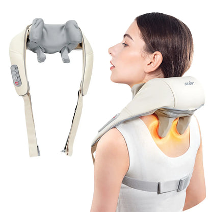RECHARGEABLE ELECTRIC NECK/SHOULDER MASSAGER, HEAT AIR COMPRESSION