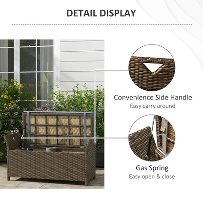 17.75in x 41.25in x 20.25in - 29 -GALLON LARGE WICKER/RATTAN PATIO STORAGE BENCH