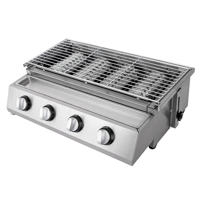4-BURNER - STAINLESS STEEL SMOKELESS BARBECUE GRILL ROASTER