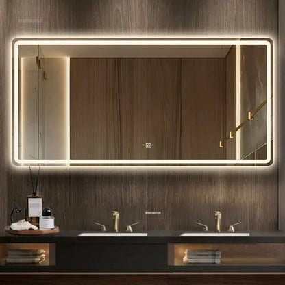 LED LIT - LUXURY WALL-MOUNTED TOUCH SCREEN BATHROOM MIRROR