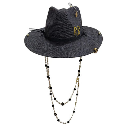 Beach Hat Punk Pearl Chain Crown Sun Hat