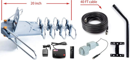 Amplified Outdoor TV Antenna W/360° Motorized Rotation
