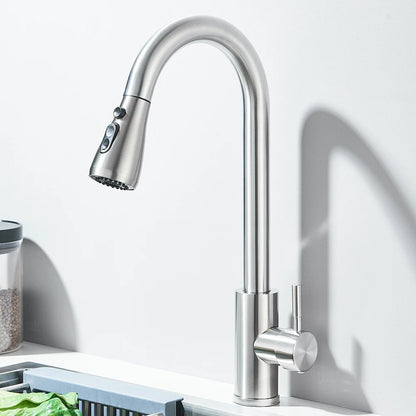 SINGLE-HANDLE BRUSHED NICKEL KITCHEN SINK FAUCET
