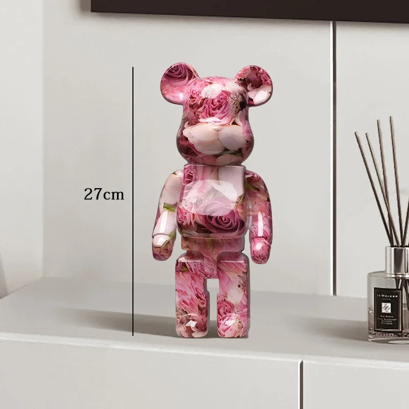 27cm - PAINTED GRAFFITI BEAR RESIN DESKTOP STATUE/ORNAMENTS