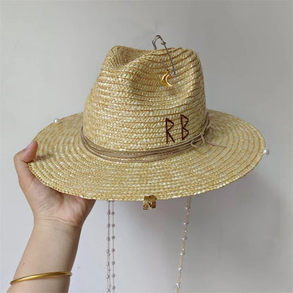 Beach Hat Punk Pearl Chain Crown Sun Hat