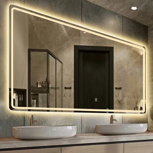LED LIT - LUXURY WALL-MOUNTED TOUCH SCREEN BATHROOM MIRROR