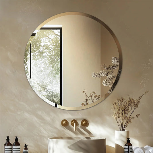 80cm - LARGE FRAMELESS ROUND VANITY MIRROR W/BEVELED EDGE