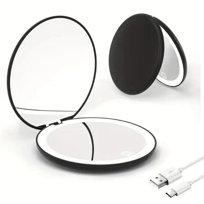 2X/5X MAGNIFICATION - FOLDING PORTABLE LED ADJUSTABLE MAKEUP MIRROR