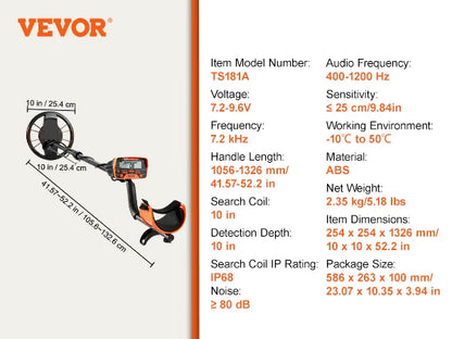 10 Inch - WATERPROOF SEARCH COIL METAL DETECTOR