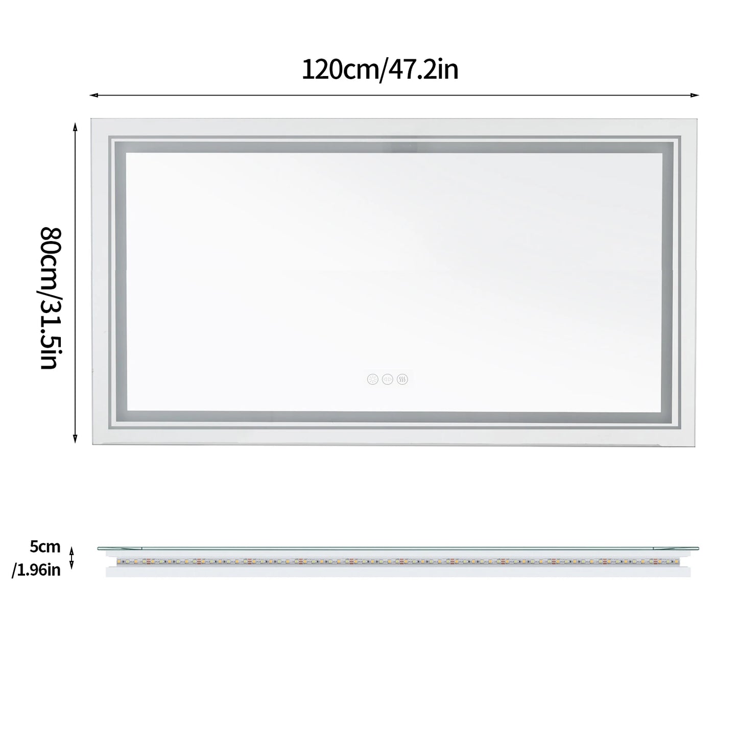 JUMBO-LARGE ILLUMINATED FRONT & BACKLIT LIGHTS VANITY MIRROR